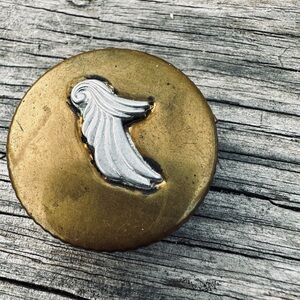 Gold and Silver Wing Design Compact. Evening in Paris.  Vintage